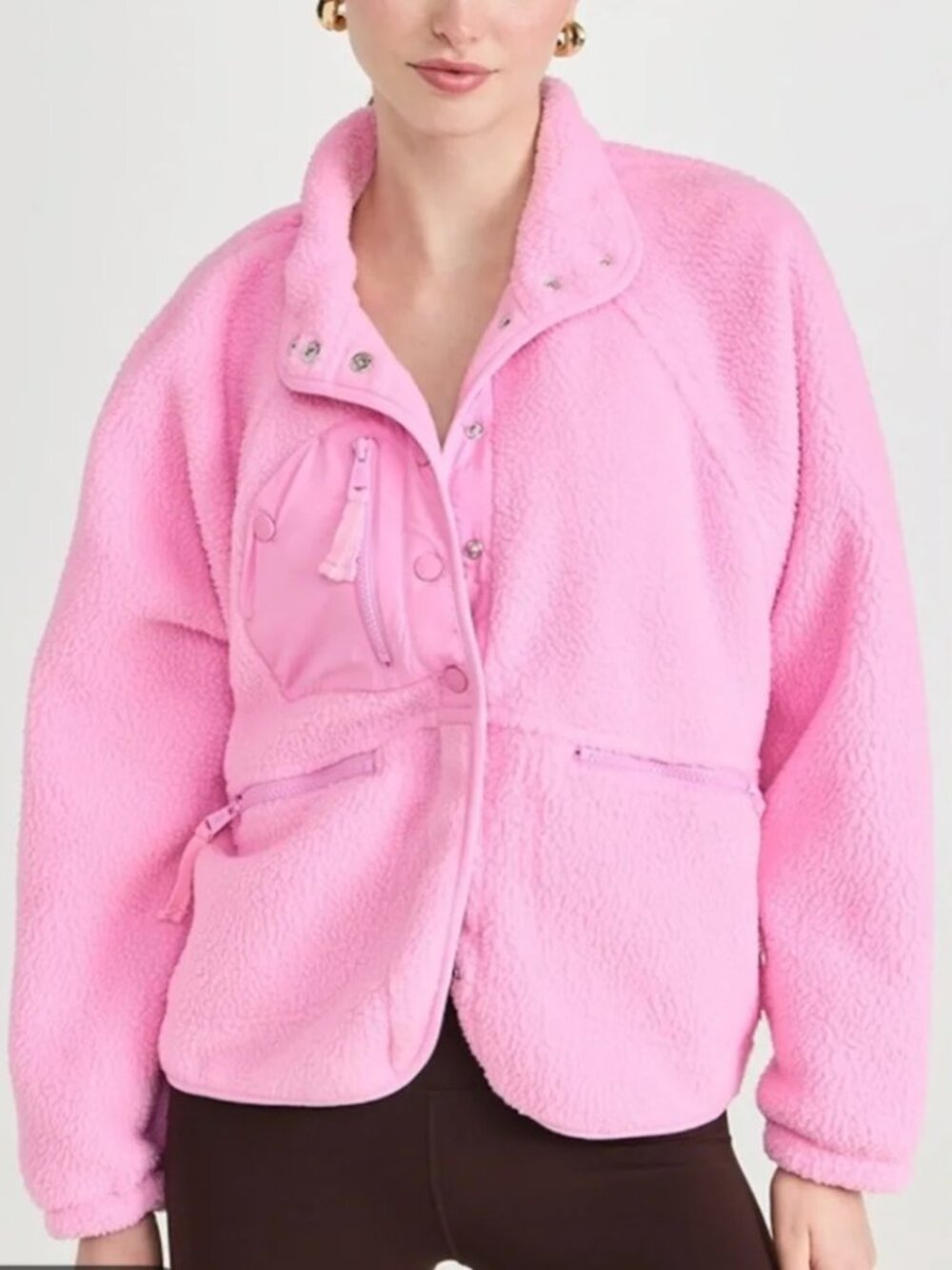 Free People Movement Hit the Slopes Fleece Jacket Pink MEDIUM - Picture 1 of 5